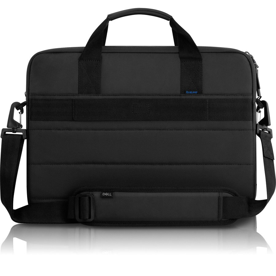 Back view of the Dell EcoLoop Pro 16" Notebook Carrying Case, featuring dual handles and adjustable strap for versatile carrying options.
