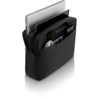 Side angle of the Dell EcoLoop Pro 16" Notebook Carrying Case, displaying multiple compartments for organized storage of devices and accessories.