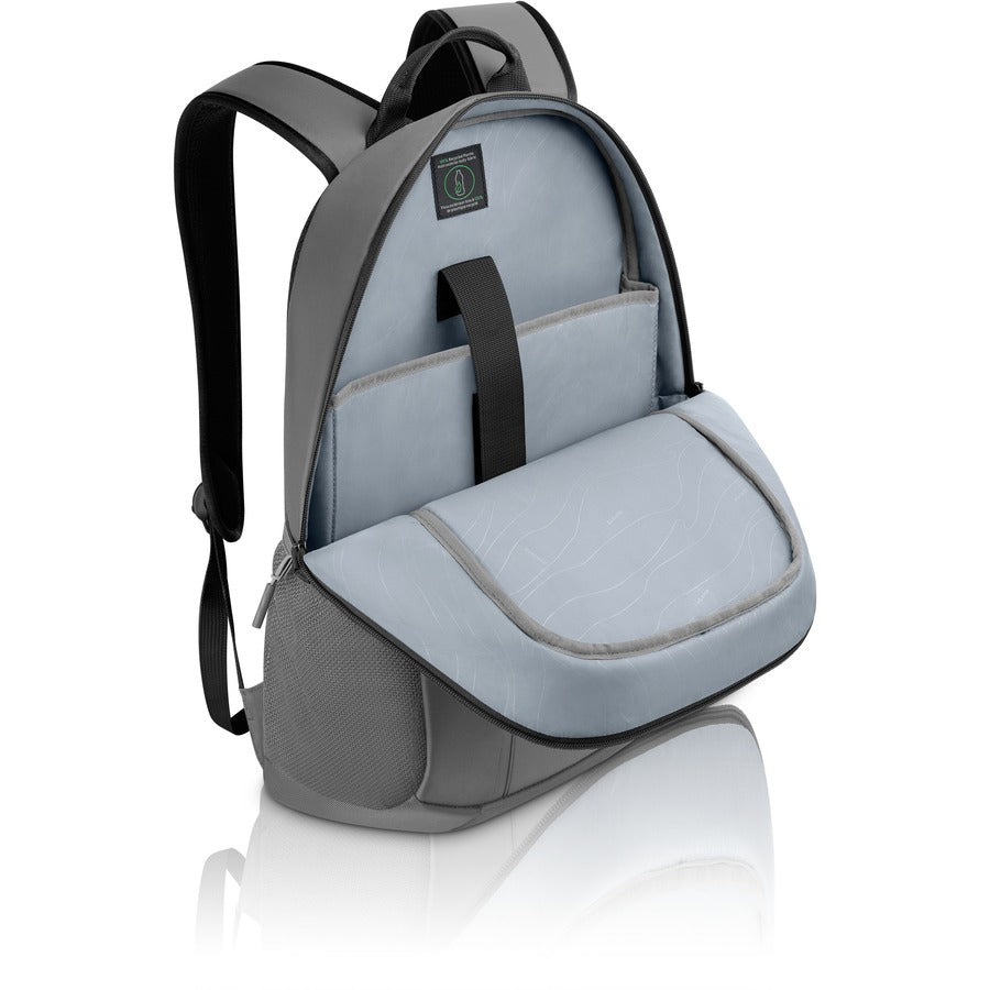 Stylish Dell EcoLoop Urban CP4523G 15" Weatherproof Backpack showcasing its durable gray 420D fabric and spacious compartments.