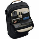 Interior view of Dell EcoLoop CP7625 14-16In Black Business Backpack showcasing smart organization pockets and compartments, designed for efficient tech storage.