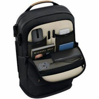 Interior view of Dell EcoLoop CP7625 14-16In Black Business Backpack showcasing smart organization pockets and compartments, designed for efficient tech storage.