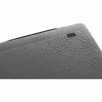 Close-up of Dell EcoLoop Urban Sleeve for 11-14 Inch Laptops - Heather Gray, highlighting water resistance with droplets on the surface.