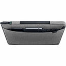 Interior view of the Dell EcoLoop Urban Sleeve for 11-14 Inch Laptops - Heather Gray, showing zippered pocket with accessories neatly stored.