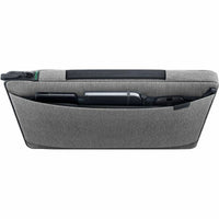 Interior view of the Dell EcoLoop Urban Sleeve for 11-14 Inch Laptops - Heather Gray, showing zippered pocket with accessories neatly stored.