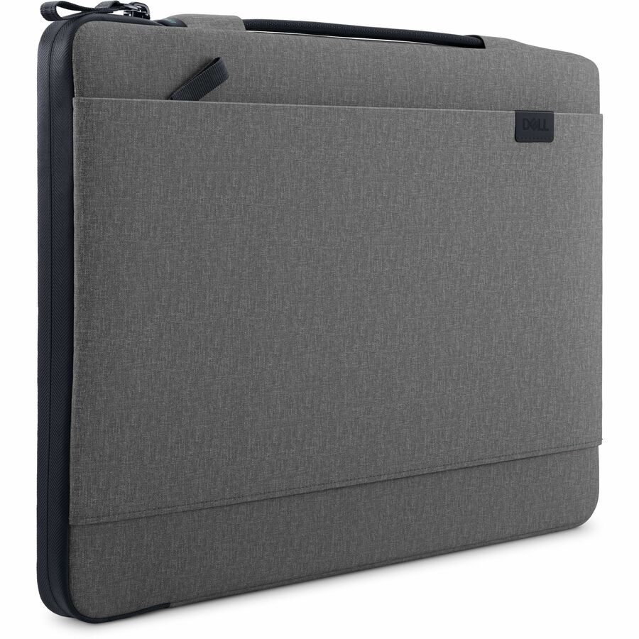 Close-up of Dell EcoLoop Urban Sleeve for 11-14 Inch Laptops in Heather Gray, featuring a textured fabric and an eco-friendly design, perfect for the stylish professional.
