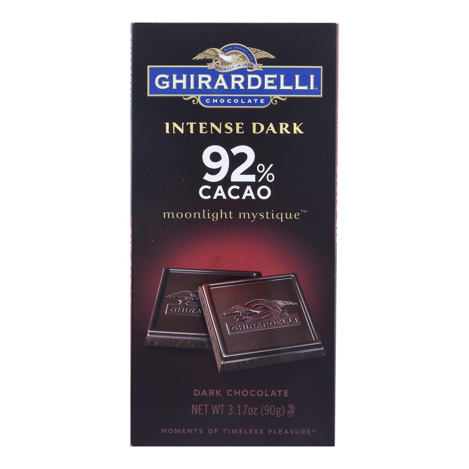 Ghirardelli 92% Cacao Moonlight Mystique Dark Chocolate Bars - 12 Pack, 3.17 Oz Each