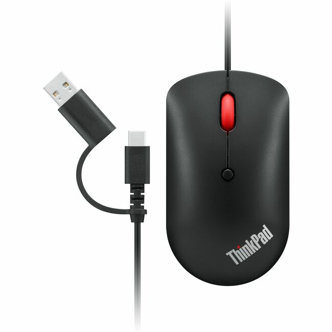 Lenovo ThinkPad USB-C Wired Mouse 2400 DPI Optical Raven Black – Compact & Reliable Design