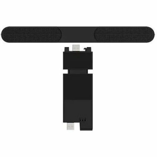 Lenovo ThinkVision MS30 Soundbar showcasing its sleek design and compact USB connection, ideal for enhancing audio during meetings and multimedia sessions.