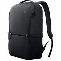 A sleek front view of the Dell EcoLoop 14-16In Backpack, highlighting its minimalist aesthetic and functional compartments, perfect for eco-conscious travelers.