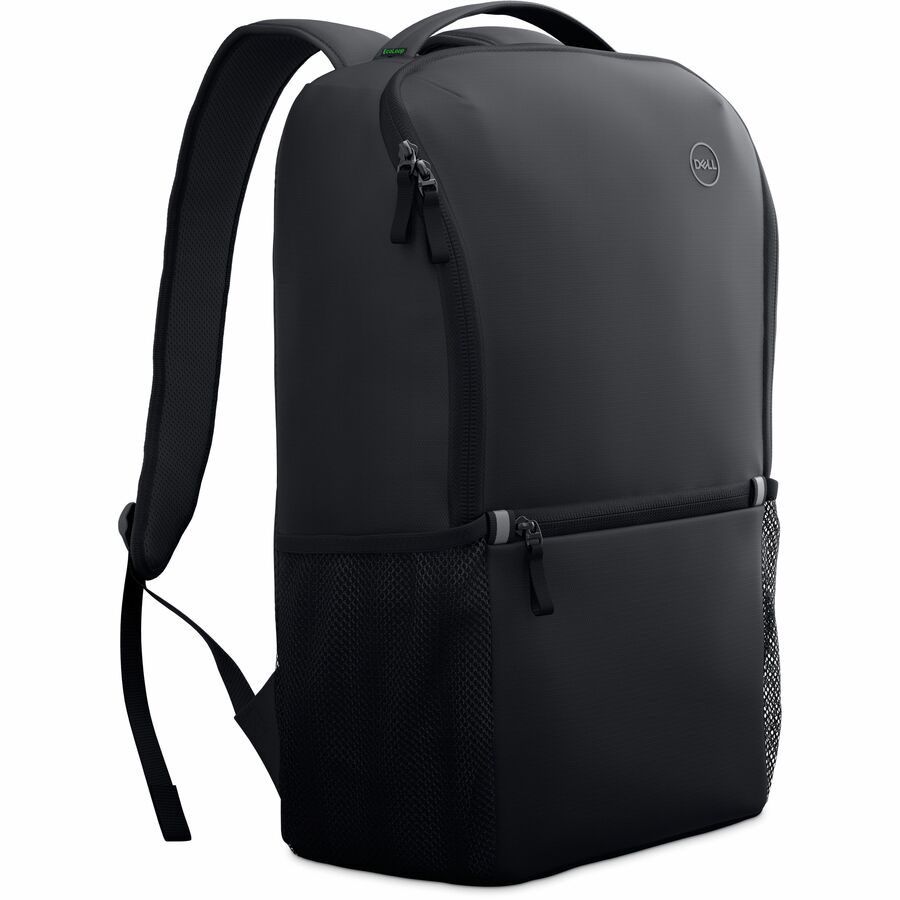 A side angle of the Dell EcoLoop 14-16In Backpack, emphasizing its water-resistant fabric and thoughtful design for those on the go.