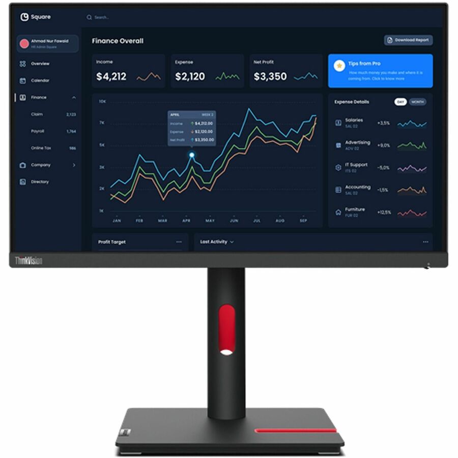 Lenovo ThinkVision T22i-30 22" IPS Full HD LED Monitor - 1080p - 4ms - HDMI, VGA, DisplayPort