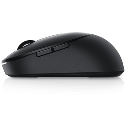 Side view of the Dell MS5120W Pro Wireless Mouse showcasing its ergonomic black design for enhanced comfort and efficiency.
