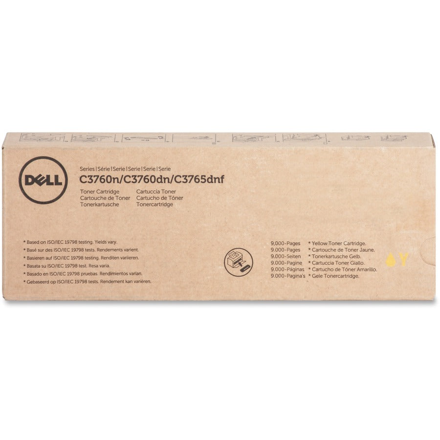 Dell Yellow Toner Cartridge for C3760n, C3760dn, C3765dnf, S2830dn - 9000 Page Yield, Vivid Color