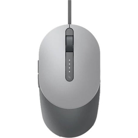 Top view of Dell MS3220 Laser Mouse 3200 DPI USB 2.0 with Tilt Wheel, highlighting its sleek titan gray finish and ergonomic controls for optimal comfort and productivity.