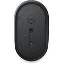 Top view of the Dell Wireless Mobile Mouse in black, highlighting its ergonomic design and sleek appearance for optimal user comfort and performance.