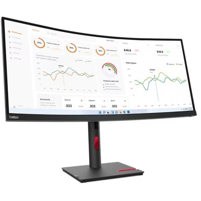 Lenovo ThinkVision T34w-30 34" UW-QHD Curved LED Monitor - 3440x1440, 21:9, 4ms, HDMI, USB-C Default Title
