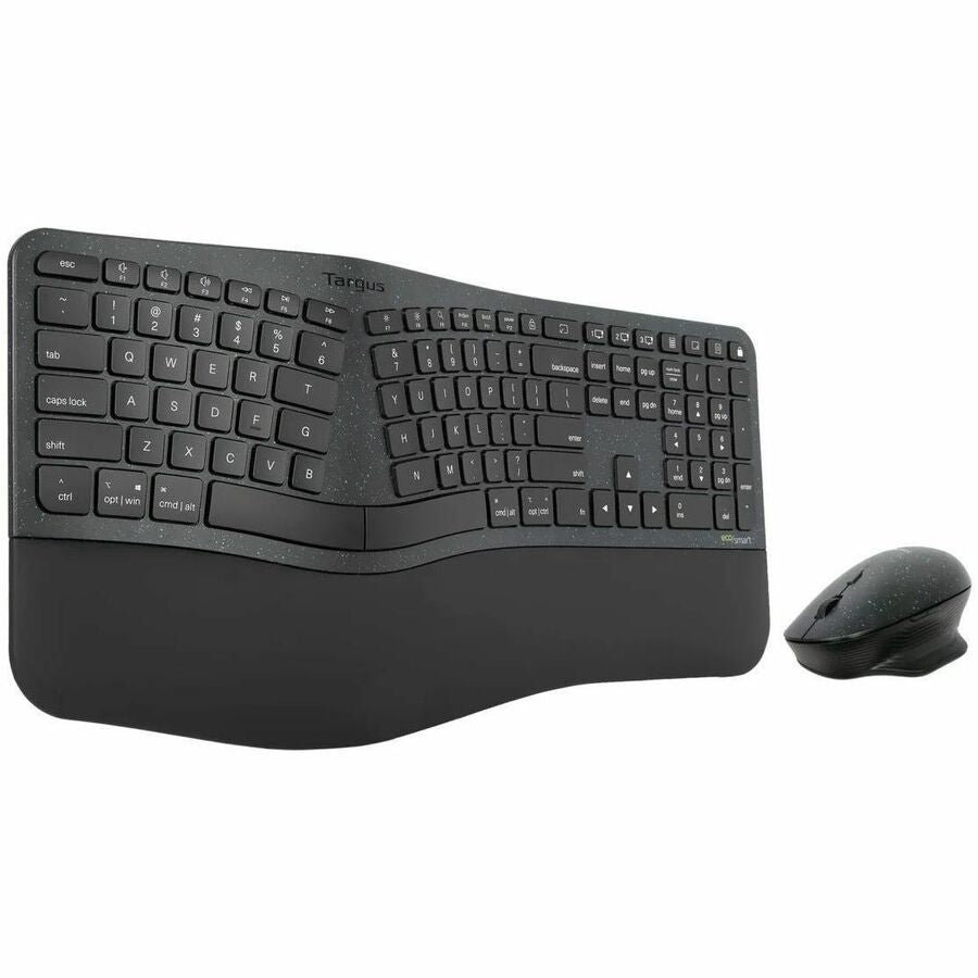 Targus EcoSmart Ergonomic Keyboard & ErgoFlip Mouse Combo - Antimicrobial Protection, Multi-Device Connectivity