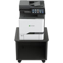 Lexmark CX735adse Color Laser Multifunction Printer positioned on a mobile cart, designed for functionality and ease of access in mid-to-large workspaces.