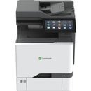 Front view of the Lexmark CX735adse Color Laser Multifunction Printer highlighting its sleek design and advanced features suitable for busy office environments.