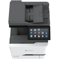 Top-down view of the Lexmark CX735adse Color Laser Multifunction Printer, featuring the scanning area and touchscreen for streamlined operations.