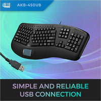 Adesso TruForm Ergonomic Touchpad Keyboard with Integrated Palm Rest & Multimedia Hotkeys