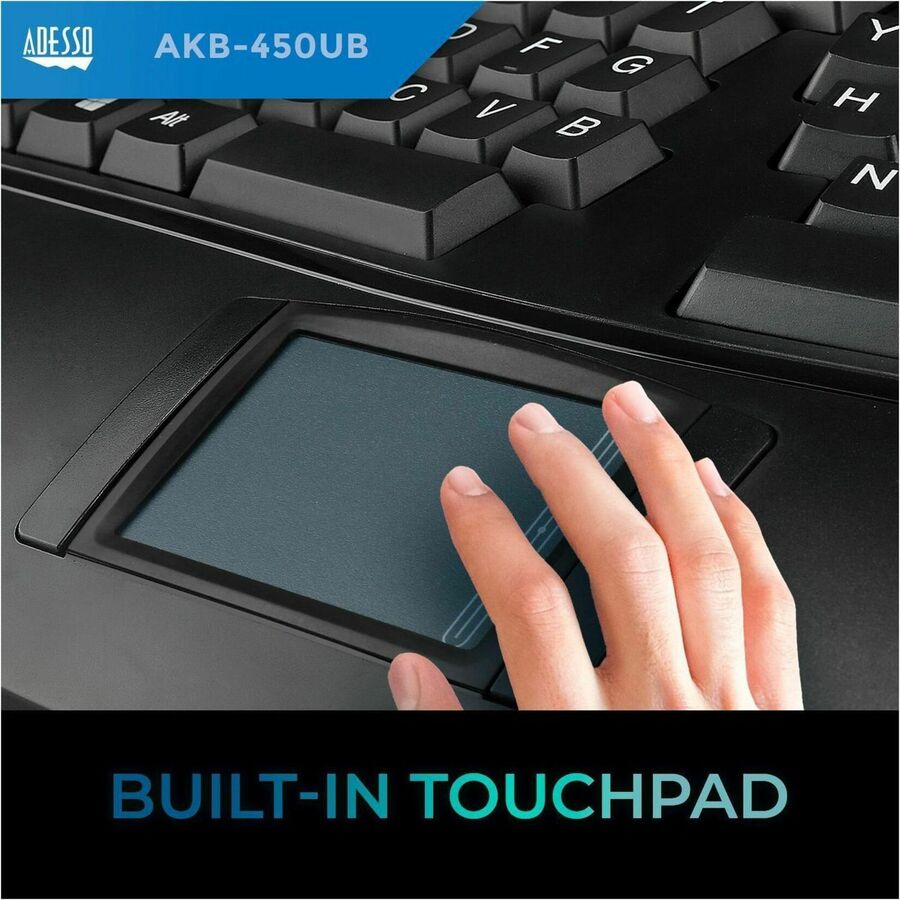 Adesso TruForm Ergonomic Touchpad Keyboard with Integrated Palm Rest & Multimedia Hotkeys