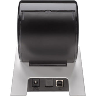 Back view of the Seiko 203 DPI Smart Label Printer showcasing connectivity ports. Perfect for easy integration, this direct thermal printer simplifies label printing.