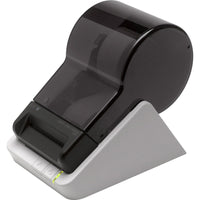 Front view of the Seiko 203 DPI Smart Label Printer demonstrating its sleek design and easy-to-use button interface. Ideal for quick label creation with customizable options.