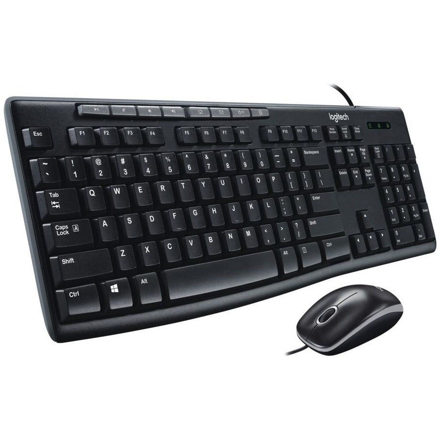 Logitech MK200 Black Keyboard And Mouse Set - Whisper-Quiet Keys, One-Touch Controls, Durable Design