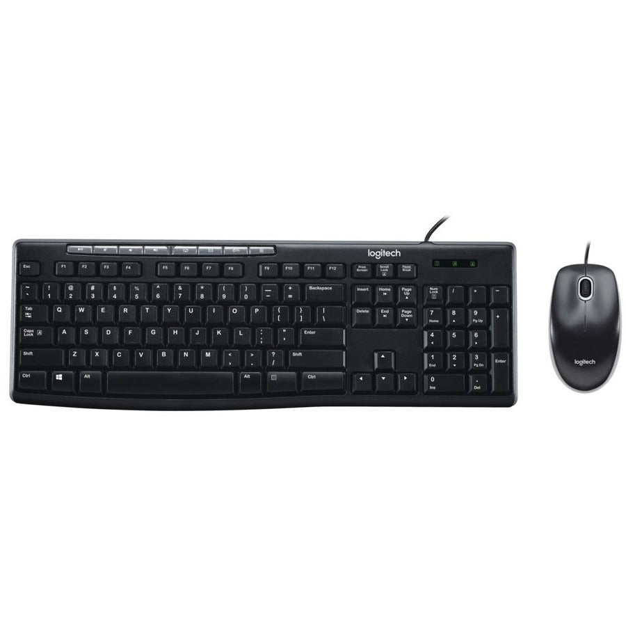 Logitech MK200 Black Keyboard And Mouse Set - Whisper-Quiet Keys, One-Touch Controls, Durable Design