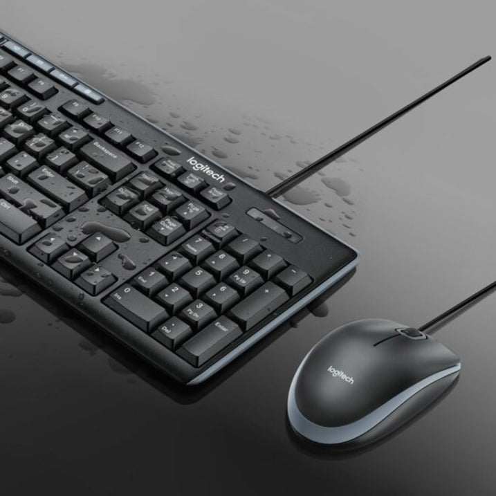 Logitech MK200 Black Keyboard And Mouse Set - Whisper-Quiet Keys, One-Touch Controls, Durable Design
