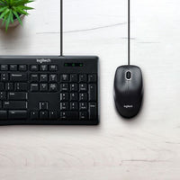 Logitech MK200 Black Keyboard And Mouse Set - Whisper-Quiet Keys, One-Touch Controls, Durable Design