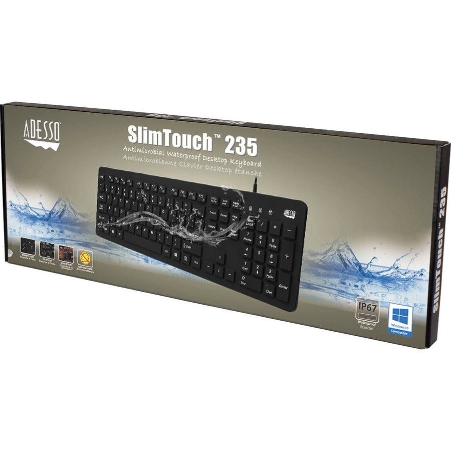 Adesso AKB-235UB Antimicrobial Waterproof USB Desktop Keyboard for Laboratories & Medical Use
