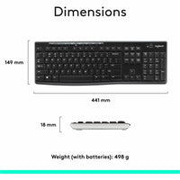 Logitech K270 Wireless Keyboard - 2.4G Connection, Long Battery Life, Spill-Resistant, Full-Size Layout