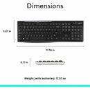 Logitech K270 Wireless Keyboard - 2.4G Connection, Long Battery Life, Spill-Resistant, Full-Size Layout