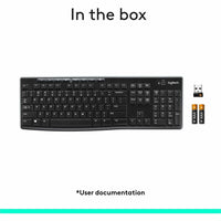 Logitech K270 Wireless Keyboard - 2.4G Connection, Long Battery Life, Spill-Resistant, Full-Size Layout
