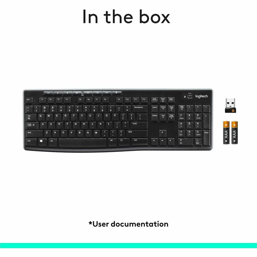 Logitech K270 Wireless Keyboard - 2.4G Connection, Long Battery Life, Spill-Resistant, Full-Size Layout