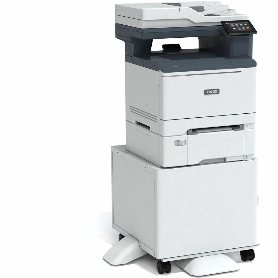 Close-up view of the Xerox C325 Color Laser Multifunction Printer with clear LCD display and compact footprint, designed for efficient printing.