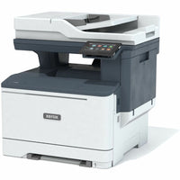 Xerox C325 Color Laser Multifunction Printer at an angle, showcasing optimal design for wired and wireless connectivity, maximizing workplace efficiency.