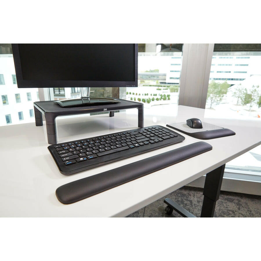 3M Ergonomic Gel Wrist Rest for Keyboards, Soft Comfort Support, Compact Design, Black