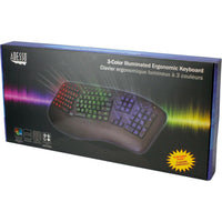 Adesso Tru-Form 150 Ergonomic Keyboard with 3-Color Backlight, Split Key Design, and Integrated Palm Rest