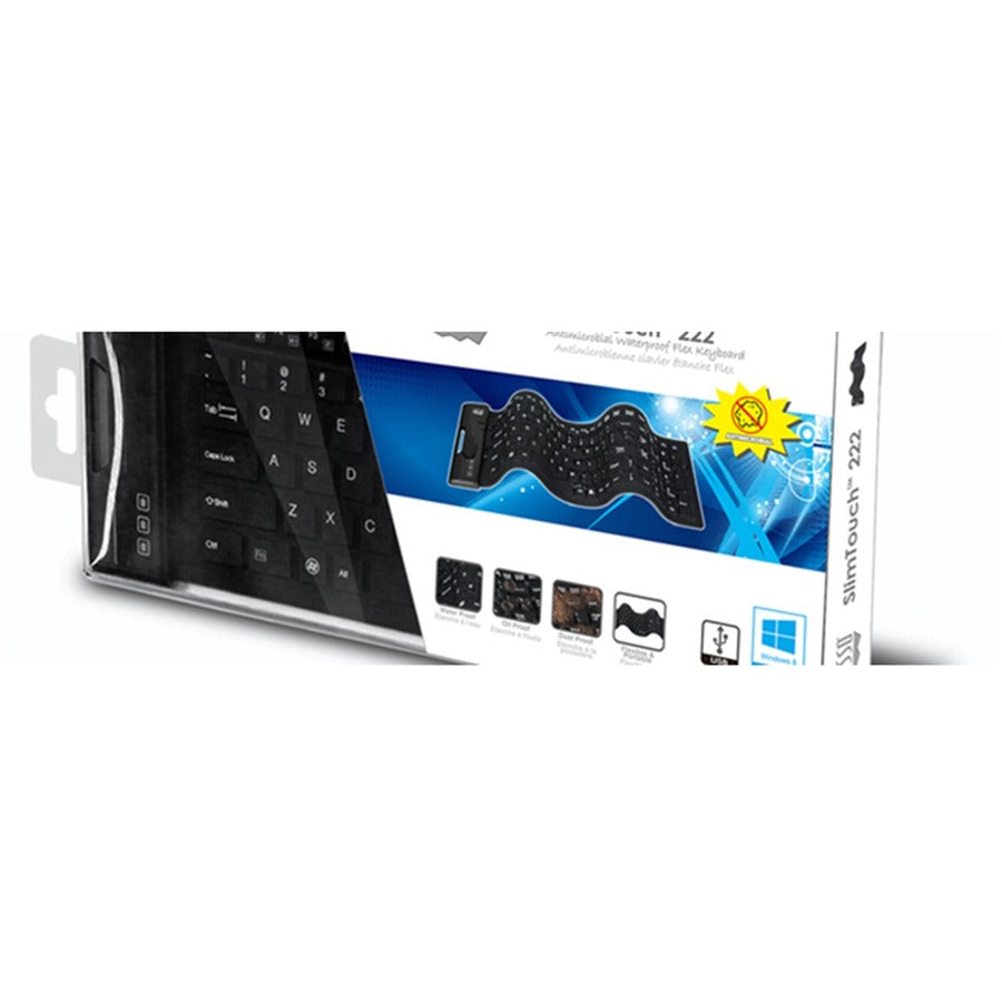 Adesso Antimicrobial Waterproof Flex Keyboard - Compact USB Design for Travel & Outdoor Use