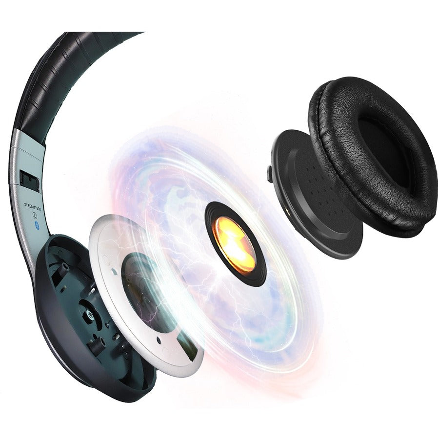 Exploded view of the Adesso Xtream P500 Bluetooth Headset showing its interior components, illustrating the quality and design that enhance audio experience.