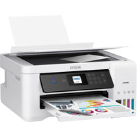 Epson WorkForce ST-C2100 WiFi Supertank Color Printer showcasing vibrant color prints, designed for efficiency and productivity in small teams.