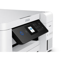 Control panel of the Epson WorkForce ST-C2100 WiFi Supertank Color Printer showcasing user-friendly interface for easy navigation.