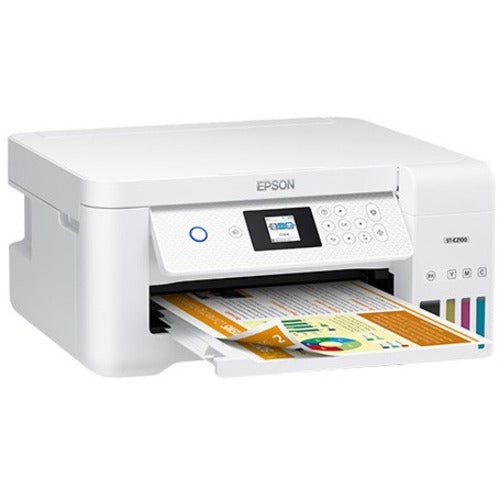 Epson WorkForce ST-C2100 WiFi Supertank Color Printer in action, delivering high-quality documents and vibrant graphics with eco-friendly efficiency.
