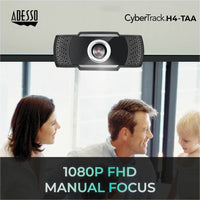 Adesso CyberTrack H4 Webcam 1080P HD with Built-In Microphone for Video Conferencing