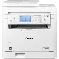 Close-up view of the Canon MF289dw Monochrome All-in-One Wireless Laser Printer, highlighting the advanced touchscreen interface for seamless operation.