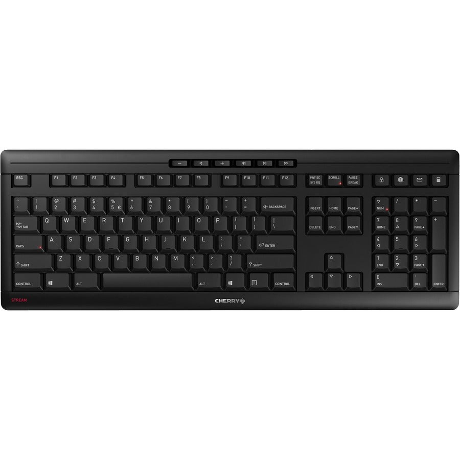 Cherry Stream Wireless Keyboard - 2.4 GHz, Low Profile Scissor Switches, Full-Size Layout, Black