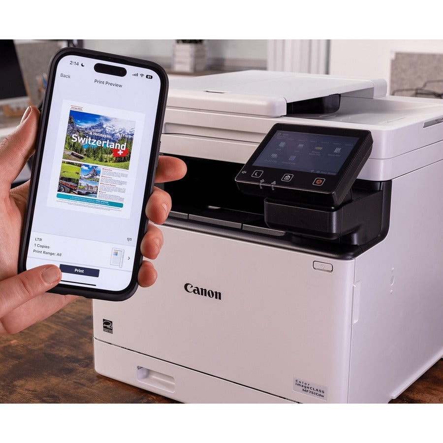 Canon Color imageCLASS MF751Cdw Wireless Multifunction Laser Printer, 35 ppm, 50-Sheet ADF, Touchscreen